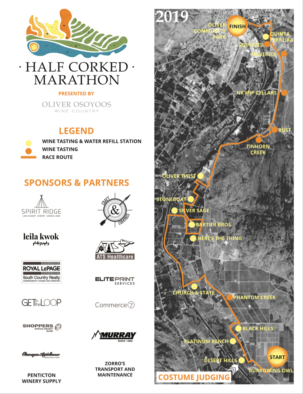 2019 Half Corked Marathon Route Map